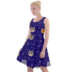 Multi Cats Knee Length Skater Dress