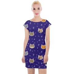 Multi Kitty Cap Sleeve Bodycon Dress