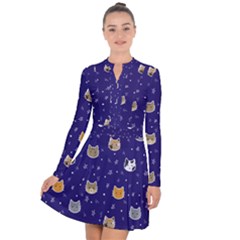 Multi Kitty Long Sleeve Panel Dress