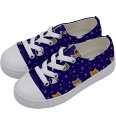 Multi Kitty Kids  Low Top Canvas Sneakers