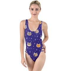 Multi Kitty High Leg Strappy Swimsuit