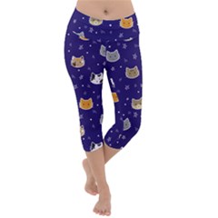 Multi Kitty Lightweight Velour Capri Yoga Leggings