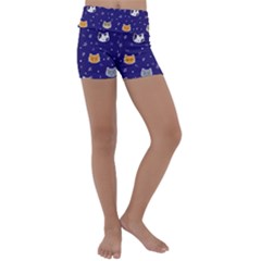 Multi Kitty Kids  Lightweight Velour Yoga Shorts