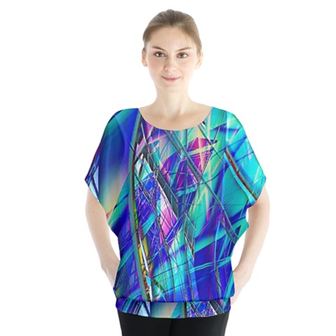 Title Wave, Blue, Crashing, Wave, Natuere, Abstact, File Img 20201219 024243 200 Batwing Chiffon Blouse by ScottFreeArt