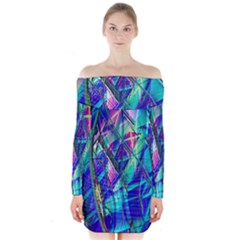 Title Wave, Blue, Crashing, Wave, Natuere, Abstact, File Img 20201219 024243 200 Long Sleeve Off Shoulder Dress by ScottFreeArt