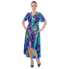 Title Wave, Blue, Crashing, Wave, Natuere, Abstact, File Img 20201219 024243 200 Front Wrap High Low Dress by ScottFreeArt