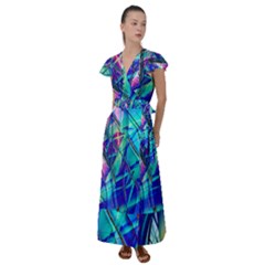 Title Wave, Blue, Crashing, Wave, Natuere, Abstact, File Img 20201219 024243 200 Flutter Sleeve Maxi Dress