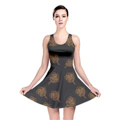 Roses Pattern Black-01 Reversible Skater Dress by brightlightarts