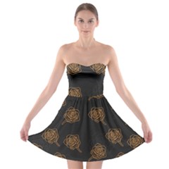 Roses Pattern Black-01 Strapless Bra Top Dress by brightlightarts