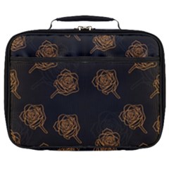 Roses Pattern Black-01 Full Print Lunch Bag by brightlightarts