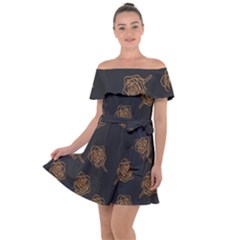 Roses Pattern Black-01 Off Shoulder Velour Dress by brightlightarts