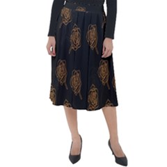 Roses Pattern Black-01 Classic Velour Midi Skirt  by brightlightarts