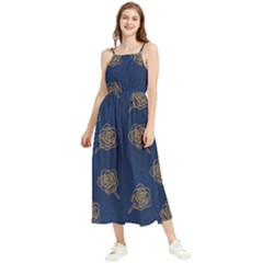 Roses Pattern Blue Color Boho Sleeveless Summer Dress by brightlightarts