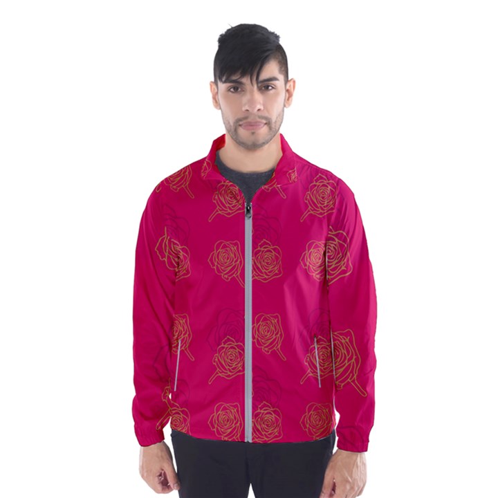 Roses Pattern Pink Color Men s Windbreaker