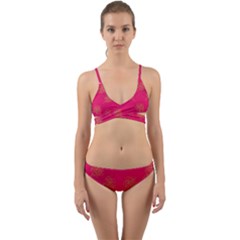 Roses Pattern Pink Color Wrap Around Bikini Set by brightlightarts