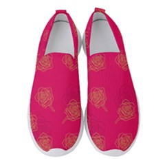 Roses Pattern Pink Color Women s Slip On Sneakers by brightlightarts