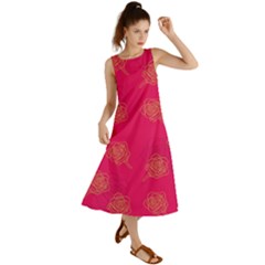 Roses Pattern Pink Color Summer Maxi Dress by brightlightarts