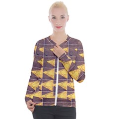 Yellow, Traffic, Cone, Arrow, Cracks, Asphalt  Casual Zip Up Jacket by ScottFreeArt