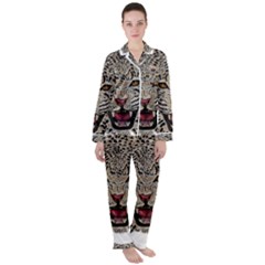 Cat Satin Long Sleeve Pajamas Set