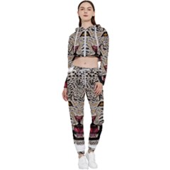 Cat Cropped Zip Up Lounge Set