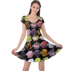 Glitch Glitchen Npc Cubimals Pattern Cap Sleeve Dress by WetdryvacsLair