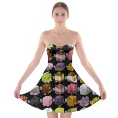 Glitch Glitchen Npc Cubimals Pattern Strapless Bra Top Dress by WetdryvacsLair