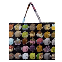 Glitch Glitchen Npc Cubimals Pattern Zipper Large Tote Bag by WetdryvacsLair