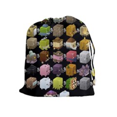 Glitch Glitchen Npc Cubimals Pattern Drawstring Pouch (xl) by WetdryvacsLair