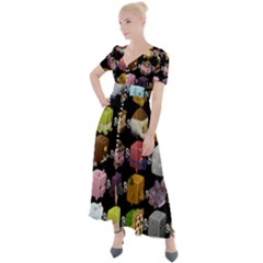 Glitch Glitchen Npc Cubimals Pattern Button Up Short Sleeve Maxi Dress by WetdryvacsLair