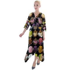 Glitch Glitchen Npc Cubimals Pattern Quarter Sleeve Wrap Front Maxi Dress by WetdryvacsLair