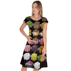 Glitch Glitchen Npc Cubimals Pattern Classic Short Sleeve Dress by WetdryvacsLair