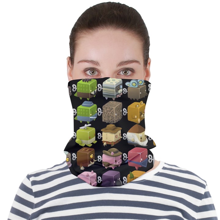 Glitch Glitchen Npc Cubimals Pattern Face Seamless Bandana (Adult)