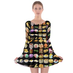 Glitch Glitchen Food Pattern One Long Sleeve Skater Dress by WetdryvacsLair