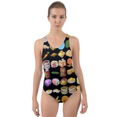 Glitch Glitchen Food Pattern One Cut-out Back One Piece Swimsuit by WetdryvacsLair