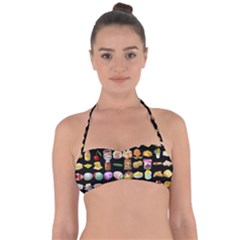 Glitch Glitchen Food Pattern One Halter Bandeau Bikini Top by WetdryvacsLair