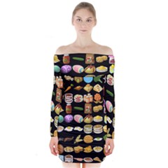 Glitch Glitchen Food Pattern One Long Sleeve Off Shoulder Dress by WetdryvacsLair