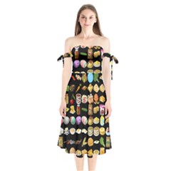 Glitch Glitchen Food Pattern One Shoulder Tie Bardot Midi Dress by WetdryvacsLair