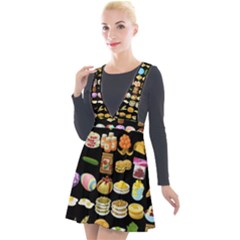 Glitch Glitchen Food Pattern One Plunge Pinafore Velour Dress by WetdryvacsLair