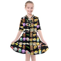 Glitch Glitchen Food Pattern One Kids  All Frills Chiffon Dress by WetdryvacsLair