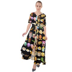 Glitch Glitchen Food Pattern One Waist Tie Boho Maxi Dress by WetdryvacsLair
