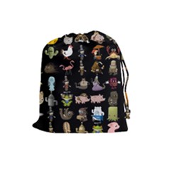 Glitch Glitchen Npc Animals And Characters Pattern Drawstring Pouch (large) by WetdryvacsLair