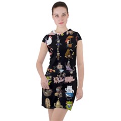 Glitch Glitchen Npc Animals And Characters Pattern Drawstring Hooded Dress by WetdryvacsLair