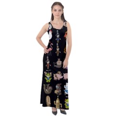 Glitch Glitchen Npc Animals And Characters Pattern Sleeveless Velour Maxi Dress by WetdryvacsLair