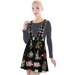 Glitch Glitchen Npc Animals And Characters Pattern Plunge Pinafore Velour Dress by WetdryvacsLair