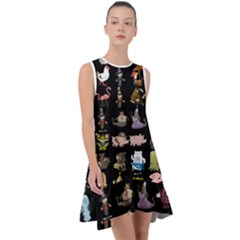 Glitch Glitchen Npc Animals And Characters Pattern Frill Swing Dress by WetdryvacsLair