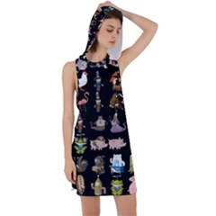 Glitch Glitchen Npc Animals And Characters Pattern Racer Back Hoodie Dress by WetdryvacsLair