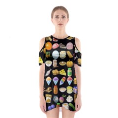 Glitch Glitchen Food Pattern Two Shoulder Cutout One Piece Dress by WetdryvacsLair