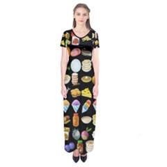 Glitch Glitchen Food Pattern Two Short Sleeve Maxi Dress by WetdryvacsLair