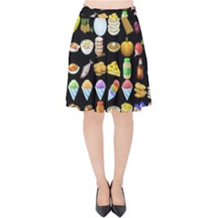 Glitch Glitchen Food Pattern Two Velvet High Waist Skirt by WetdryvacsLair