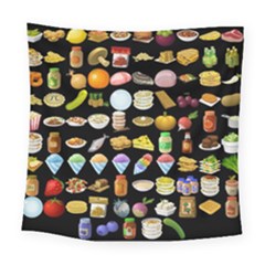 Glitch Glitchen Food Pattern Two Square Tapestry (Large)